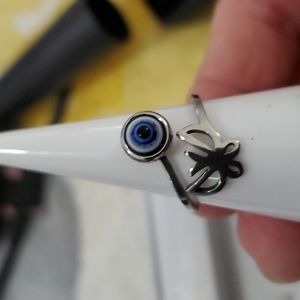 Stainless Steel Silver Eyes Rings for Women's Girl